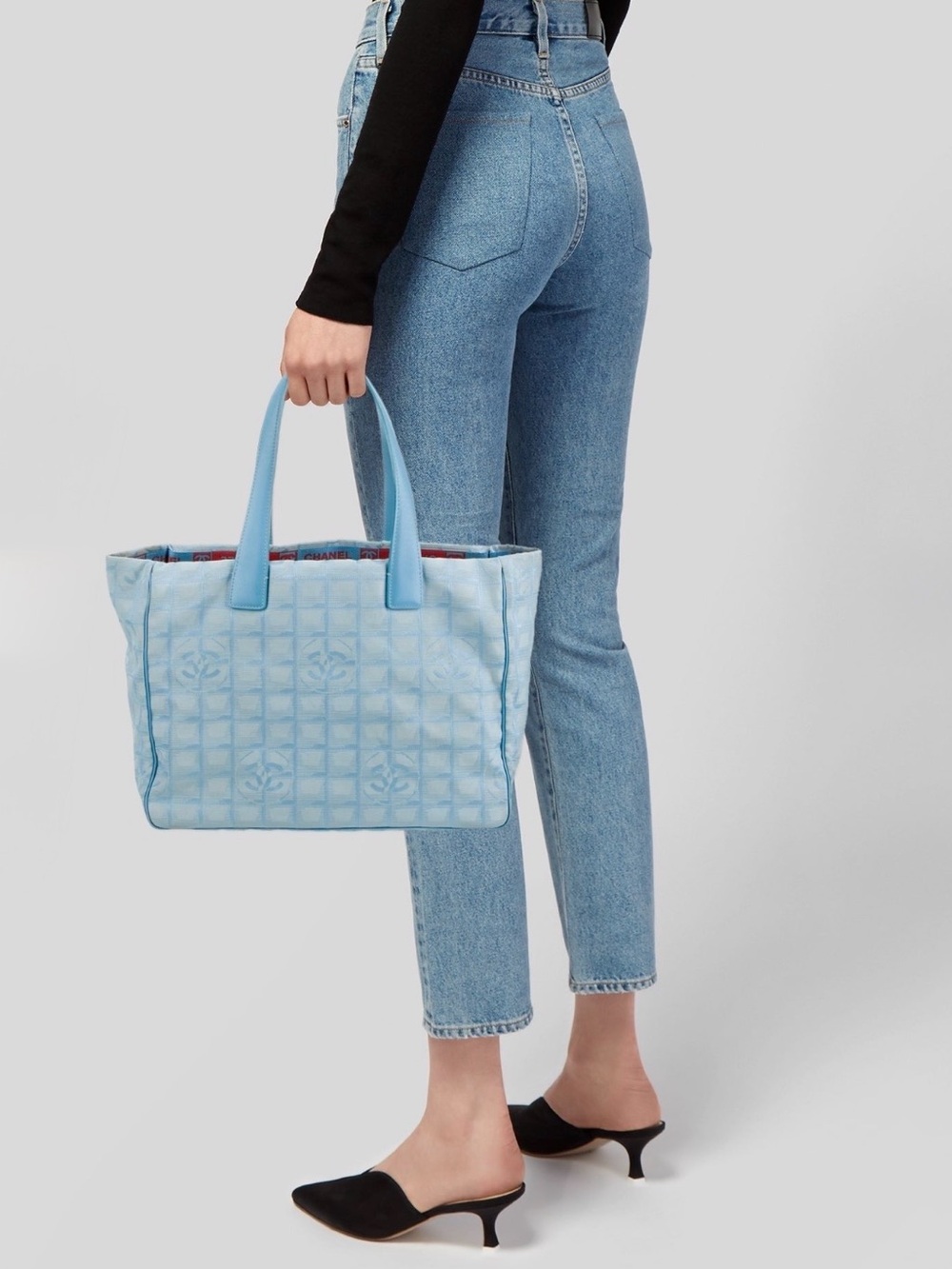 Authentic Vintage Chanel Blue Travel Line Tote